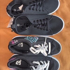 Girls DC Black Sneakers with White Accents